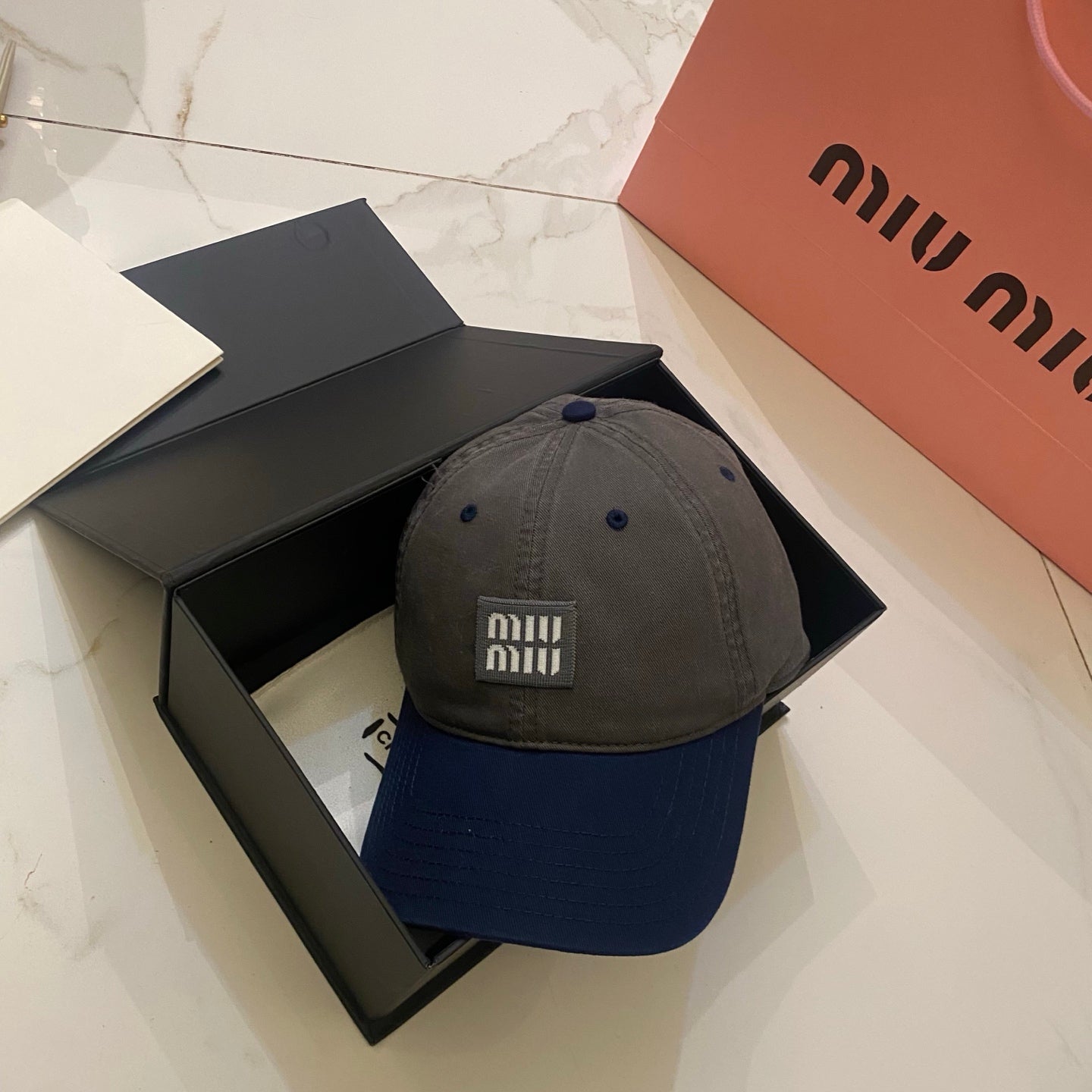 MiuMiu Color-Blocked Logo Baseball Cap